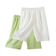 Kiviey 2 Pack Girls Shorts Ice Silk Casual Leggings Shorts Elastic Waisted Five Quarter Pants Size 2T-12Y